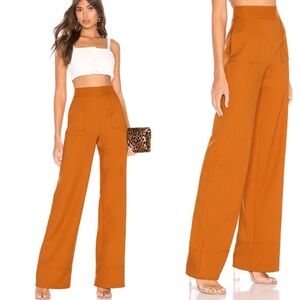Lovers + Friends Revolve Orange Sedge High Waist Wide Leg Pants Size small S